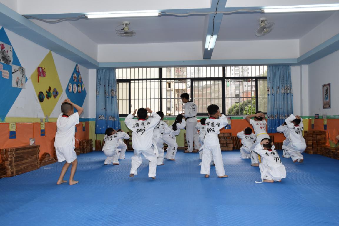 幼儿园的跆拳道训练课